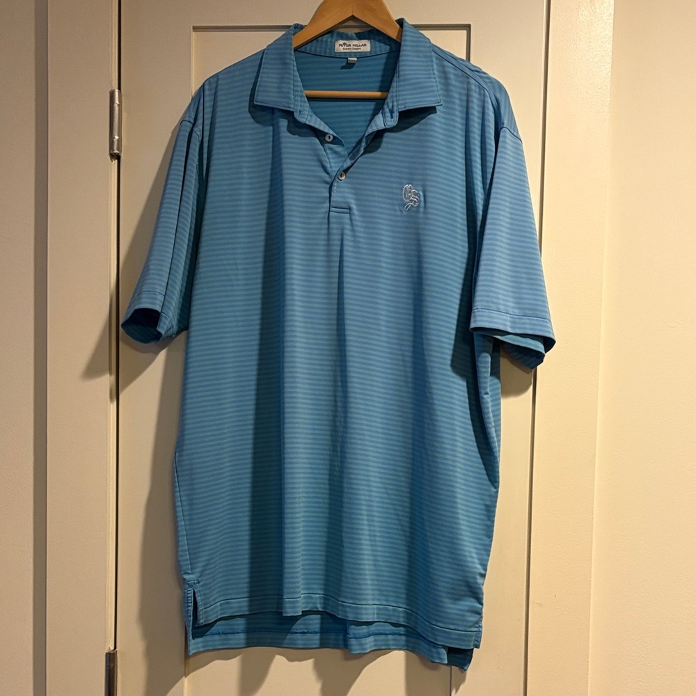 Men's Peter Millar Old Sandwich Blue Striped Polo Size XL